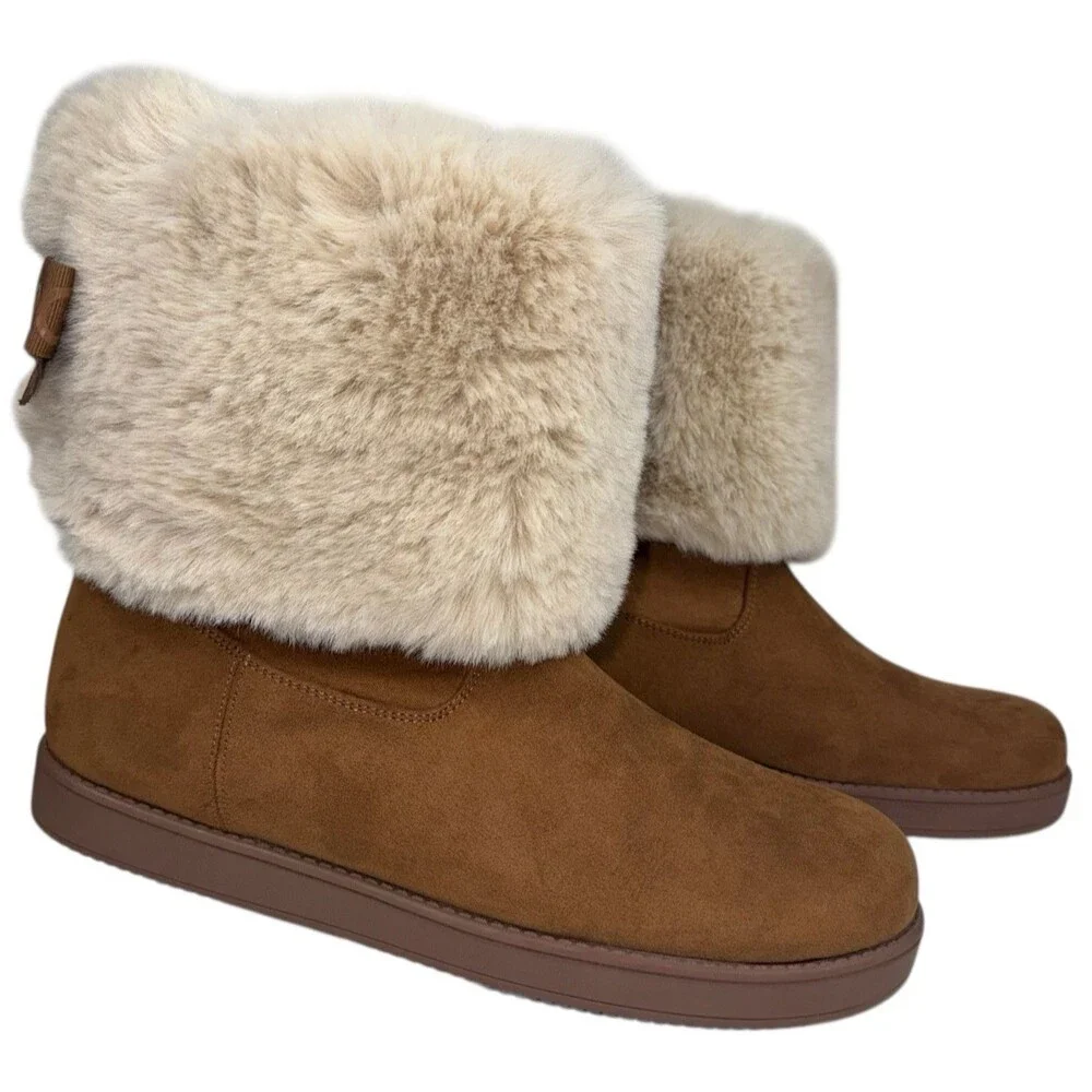 GBG Los Angeles Womens Size 11 Boots Ankle Faux Fur & Suede Uppers Brown New